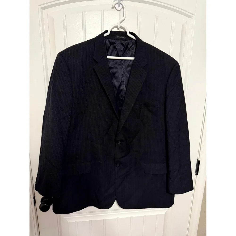Joseph & Feiss Suit Jacket Mens 44R Navy Blue Pinstripe Two Button Blazer